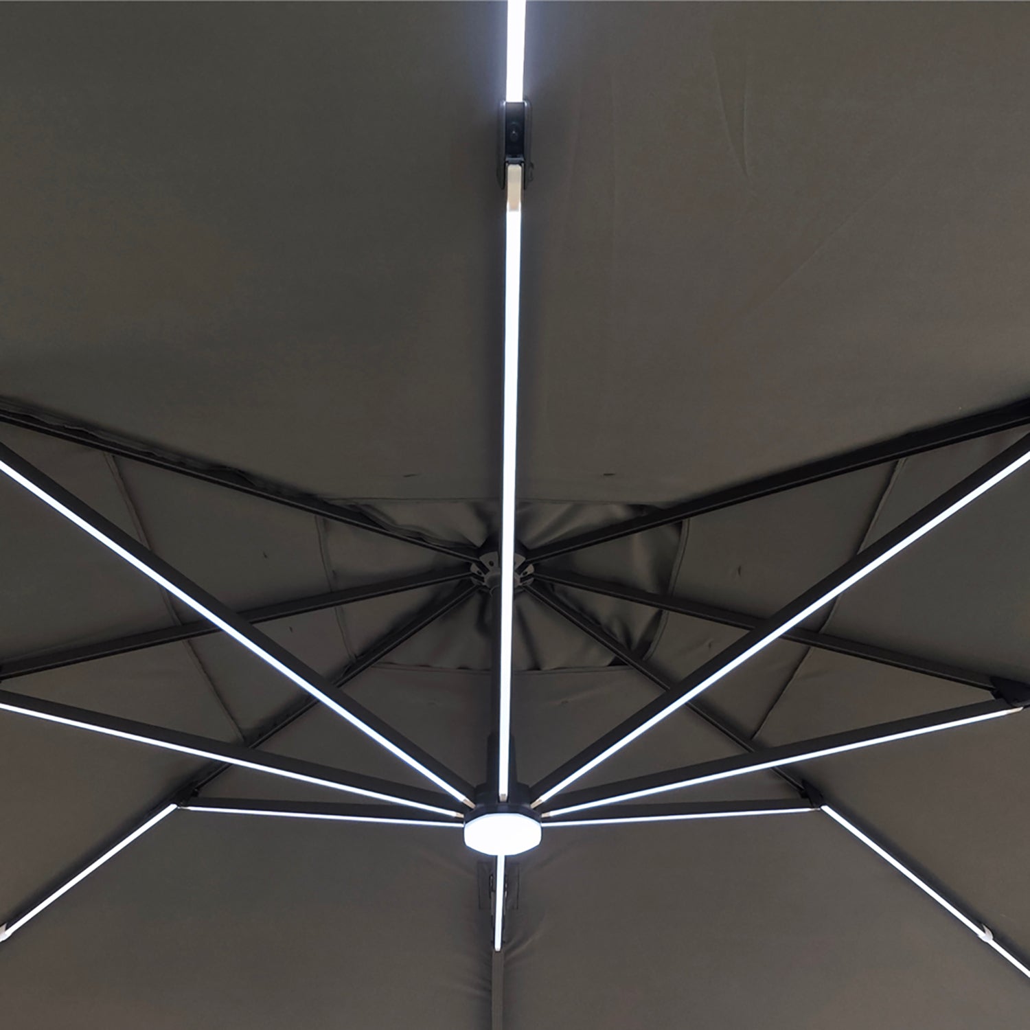 VESTIAMO CASA GIARDINO - Ombrellone da giardino con LED e Pannello Solare Grigio 3x4 metri